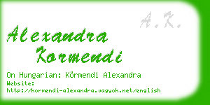 alexandra kormendi business card